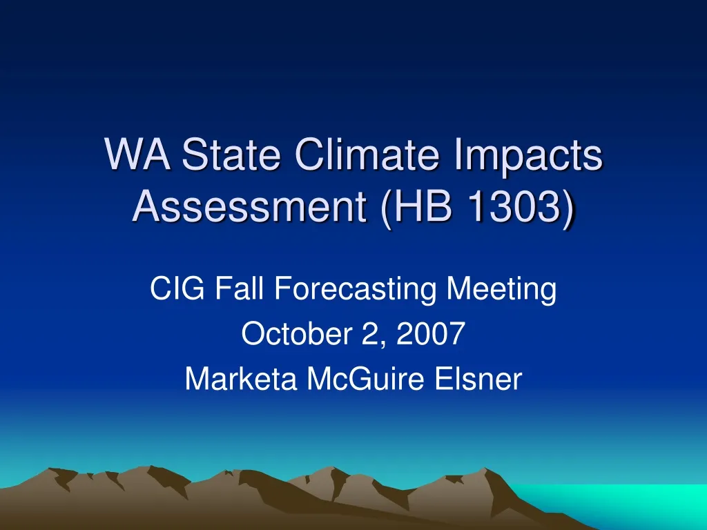 wa state climate impacts assessment hb 1303