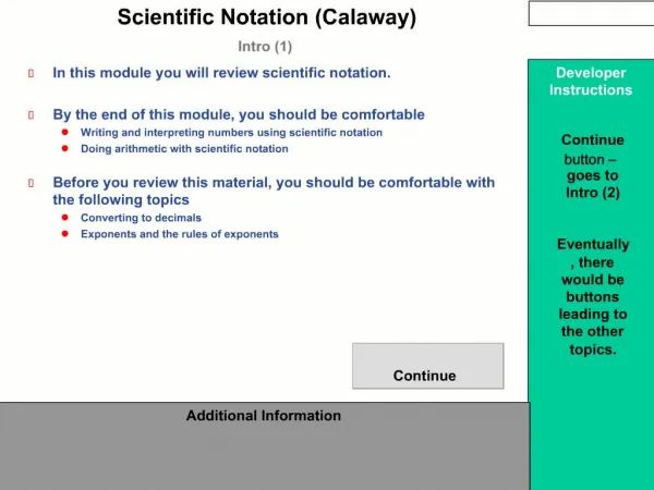Scientific Notation Calaway