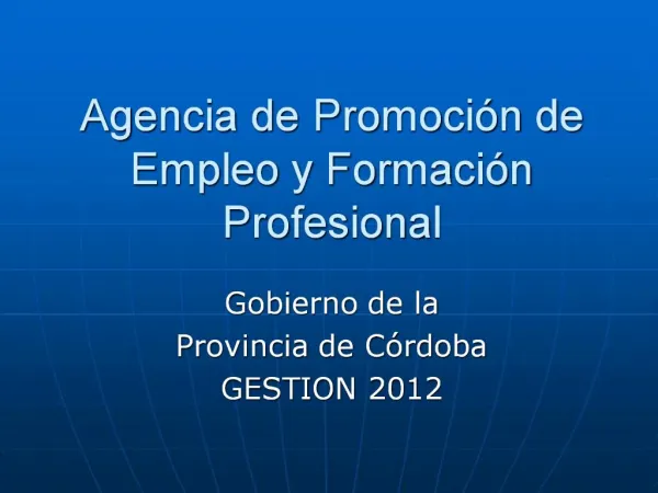 Agencia de Promoci n de Empleo y Formaci n Profesional