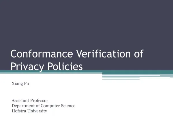 Conformance Verification of Privacy Policies