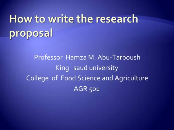 How to write the research proposal