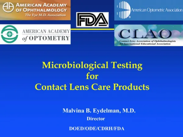 Microbiological Testing for Contact Lens Care Products