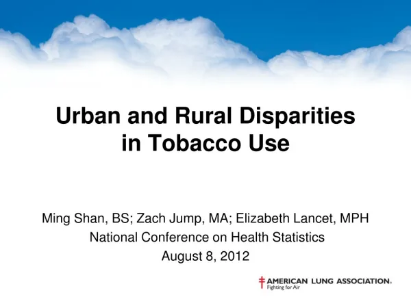 Urban and Rural Disparities in Tobacco Use