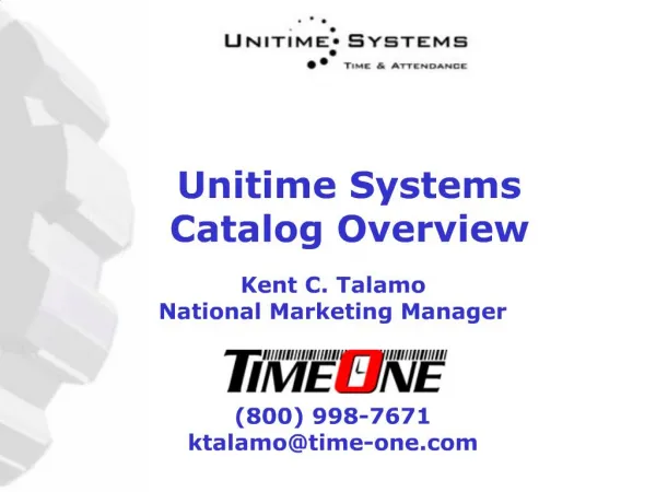 Unitime Systems Catalog Overview