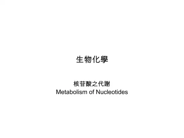 Metabolism of Nucleotides