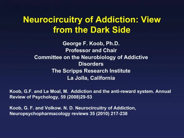 Neurocircuitry of Addiction: View from the Dark Side