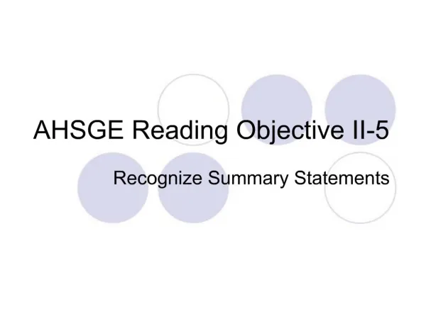 AHSGE Reading Objective II-5