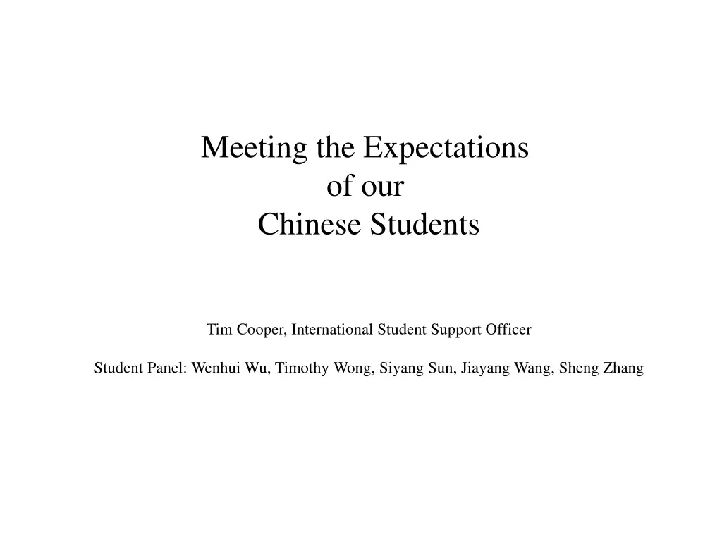 meeting the expectations of our chinese students