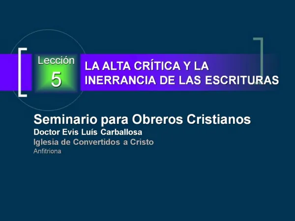 Seminario para Obreros Cristianos Doctor Evis Lu s Carballosa Iglesia de Convertidos a Cristo Anfitriona