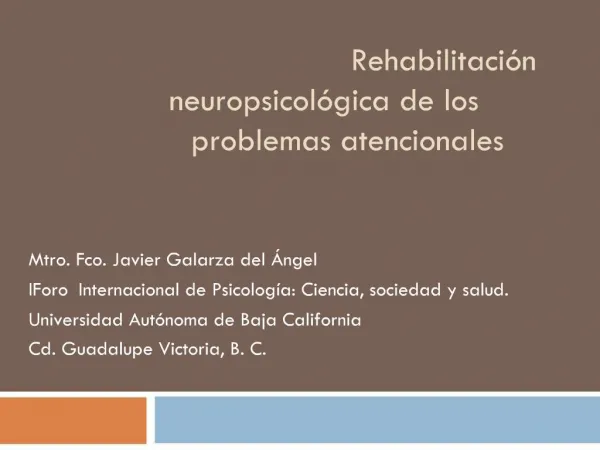 Rehabilitaci n neuropsicol gica de los problemas atencionales