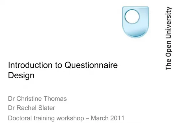 Introduction to Questionnaire Design