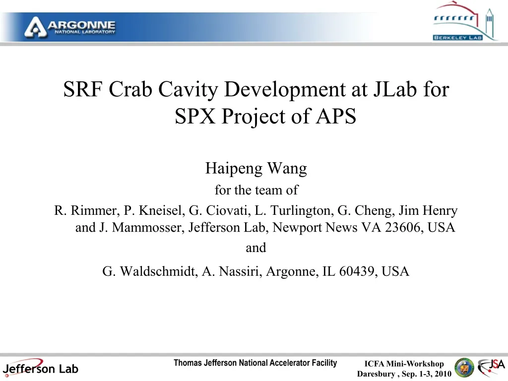 srf crab cavity development at jlab