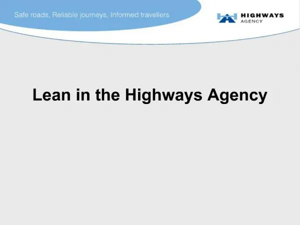 Lean in the Highways Agency