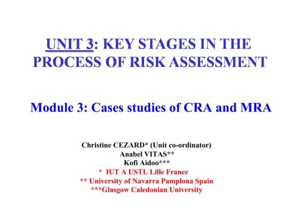 Module 3: Cases studies of CRA and MRA