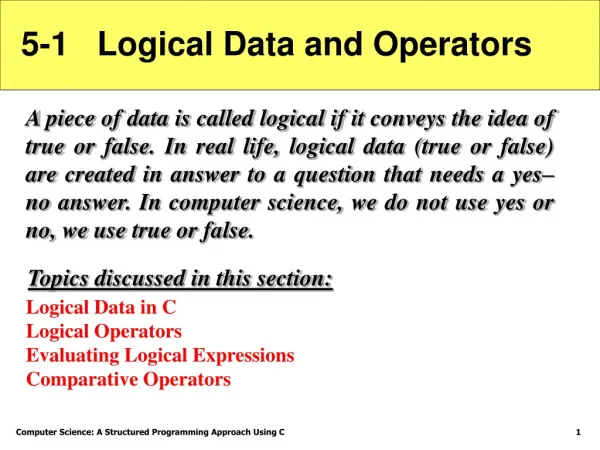 5-1 Logical Data and Operators