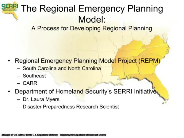 The Regional Emergency Planning Model: A Process for Developing Regional Planning