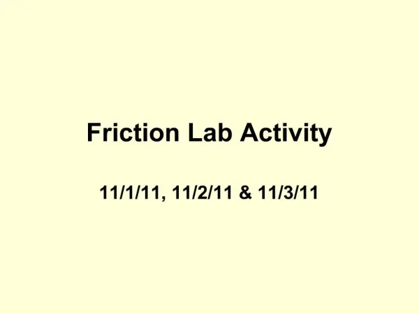 Friction Lab Activity