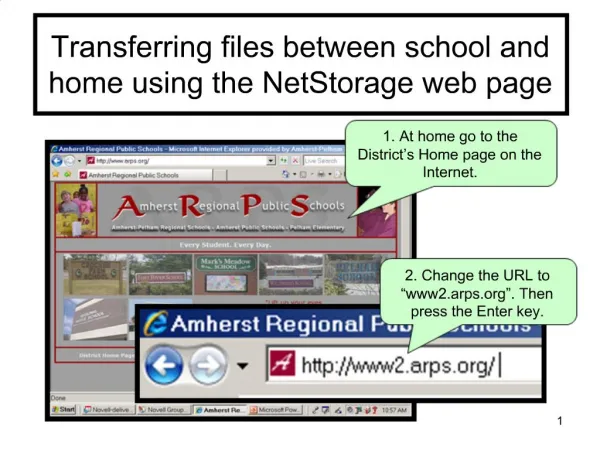 Transferring files between school and home using the NetStorage web page