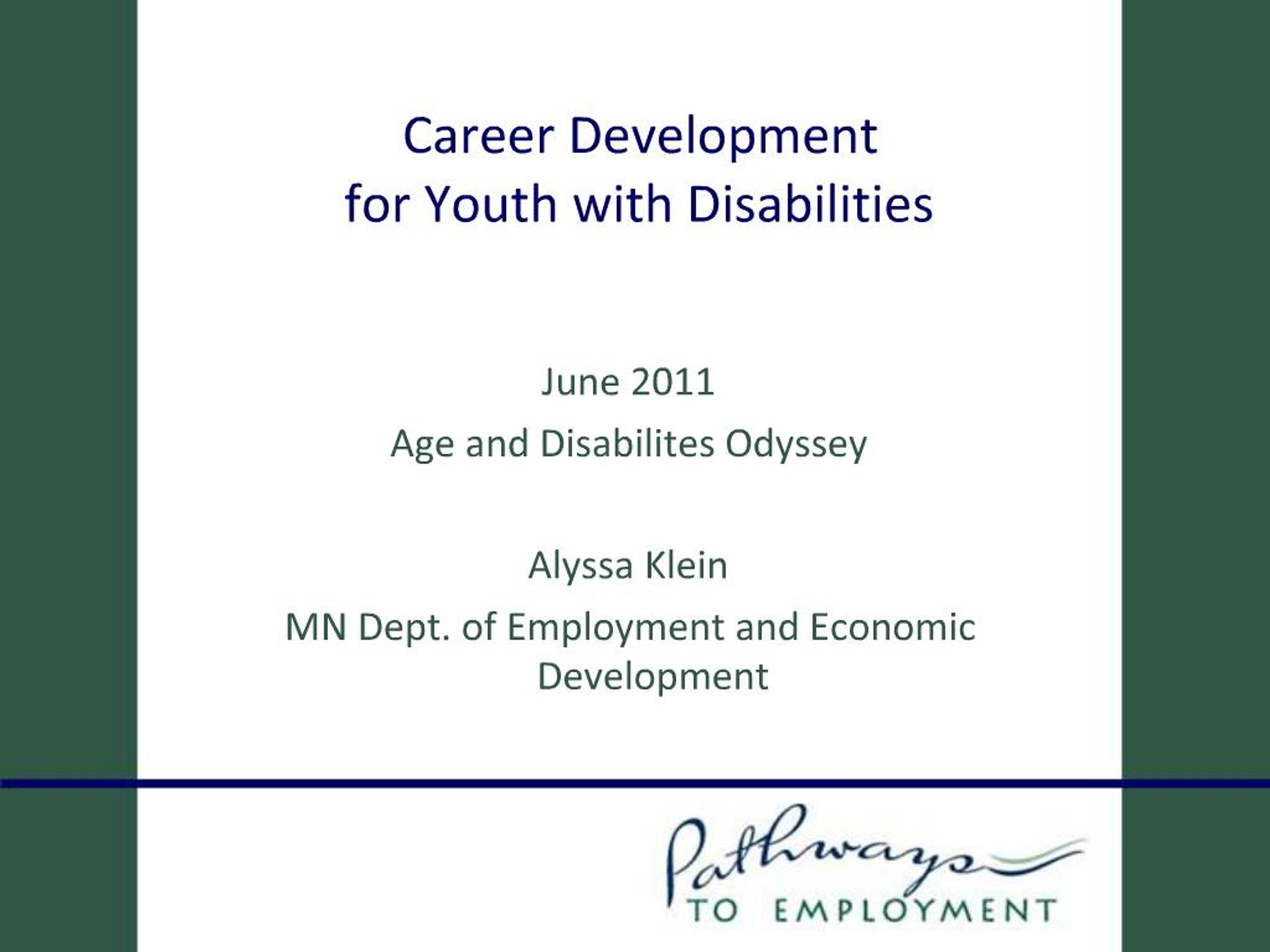 PPT - Career Development for Youth with Disabilities PowerPoint ...