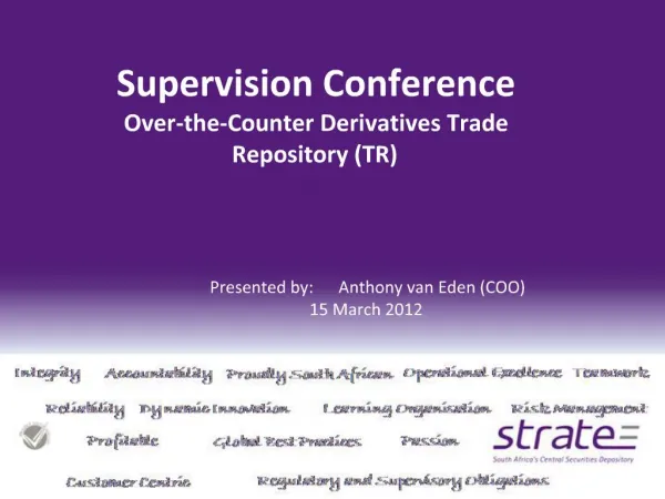 Supervision Conference Over-the-Counter Derivatives Trade Repository TR