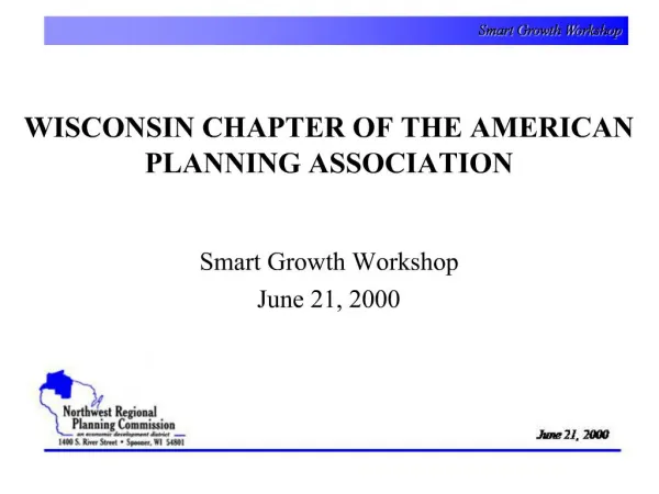 WISCONSIN CHAPTER OF THE AMERICAN PLANNING ASSOCIATION