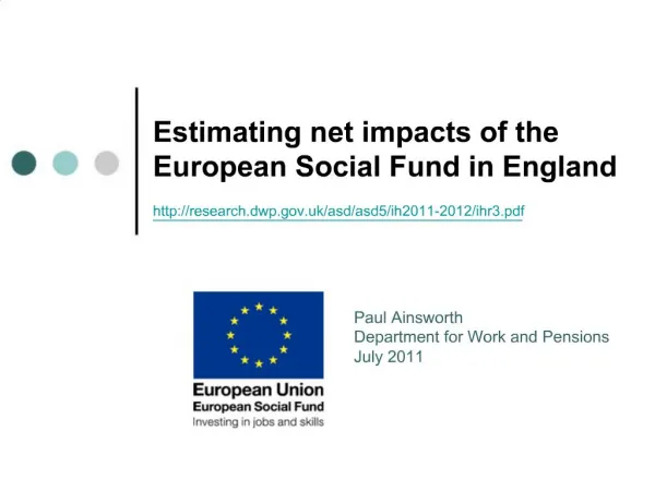 Estimating net impacts of the European Social Fund in England