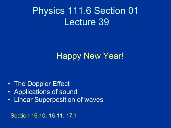 Physics 111.6 Section 01 Lecture 39