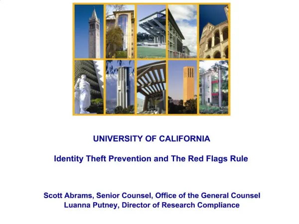 UNIVERSITY OF CALIFORNIA Identity Theft Prevention and The Red Flags Rule