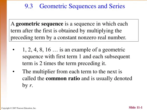 9.3 	Geometric Sequences and Series