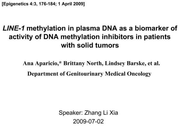 LINE-1 methylation in plasma DNA as a biomarker of activity of DNA methylation inhibitors in patients with solid tumors