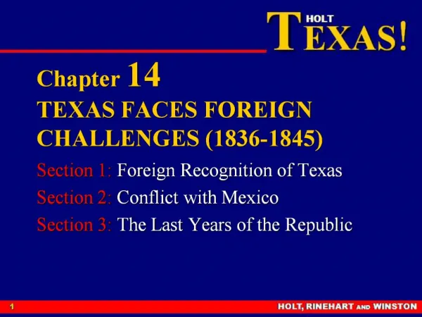 Chapter 14 TEXAS FACES FOREIGN CHALLENGES 1836-1845