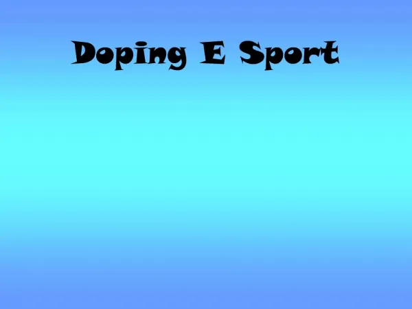Doping E Sport