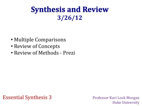 Synthesis and Review 3/26/12