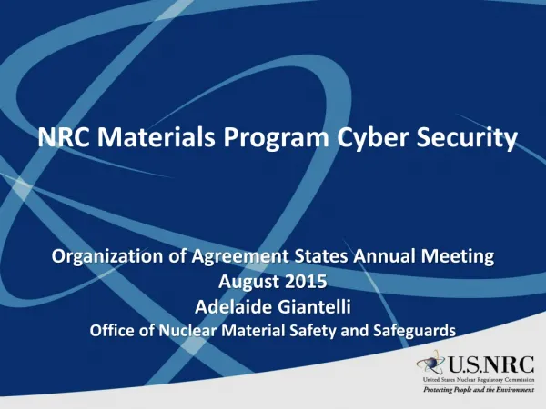 NRC Materials Program Cyber Security