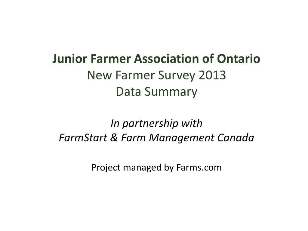 junior farmer association o f ontario new farmer