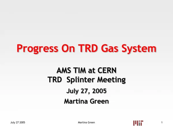 Progress On TRD Gas System