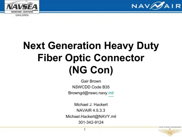 Next Generation Heavy Duty Fiber Optic Connector NG Con