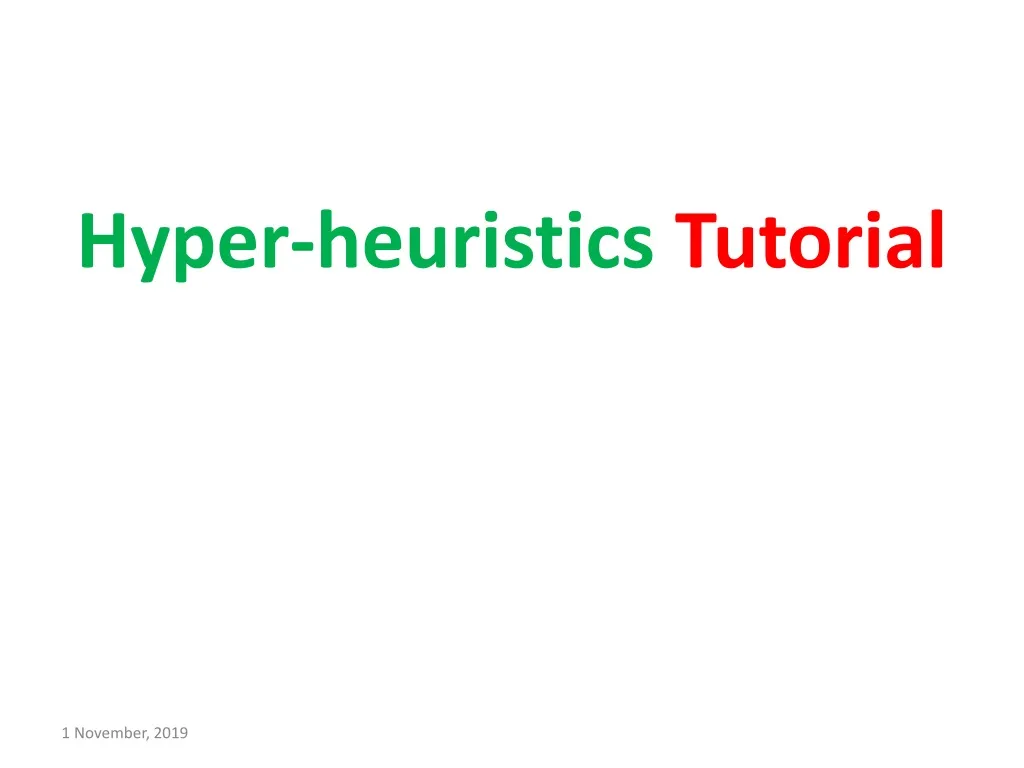 hyper heuristics tutorial