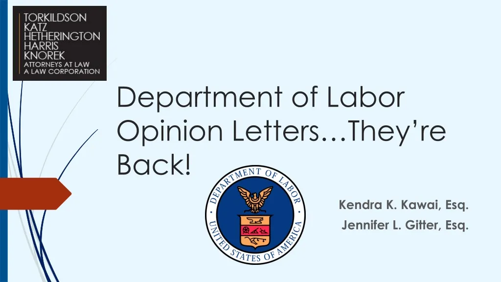 department of labor opinion letters they re back