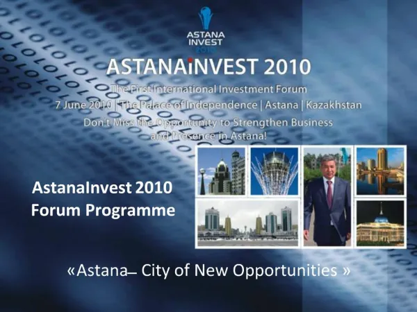 AstanaInvest 2010 Forum Programme