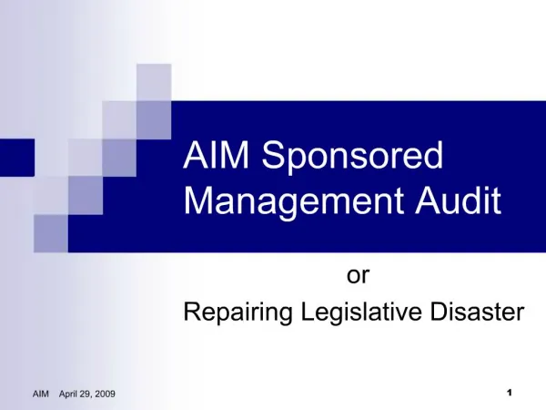 AIM Sponsored Management Audit