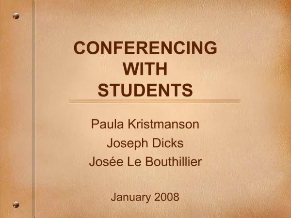 CONFERENCING WITH STUDENTS