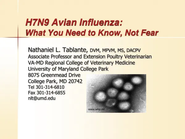 H7N9 Avian Influenza: What You Need to Know, Not Fear