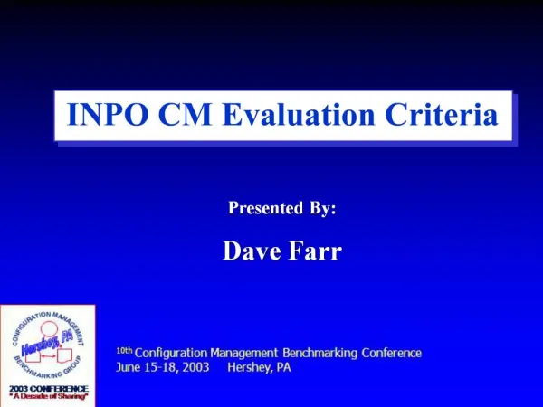 INPO CM Evaluation Criteria