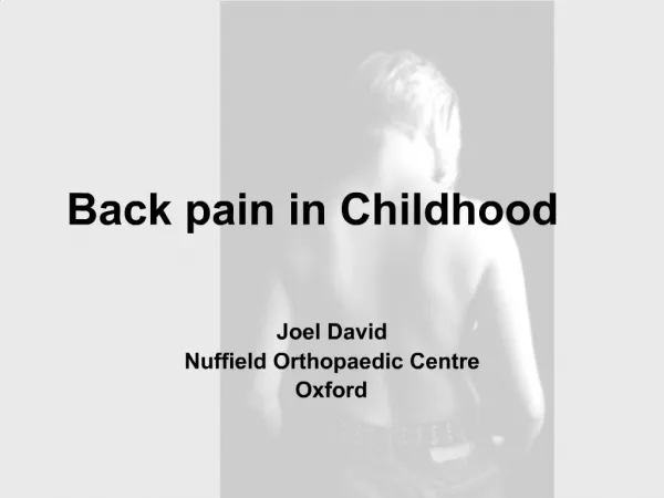 Back pain in Childhood