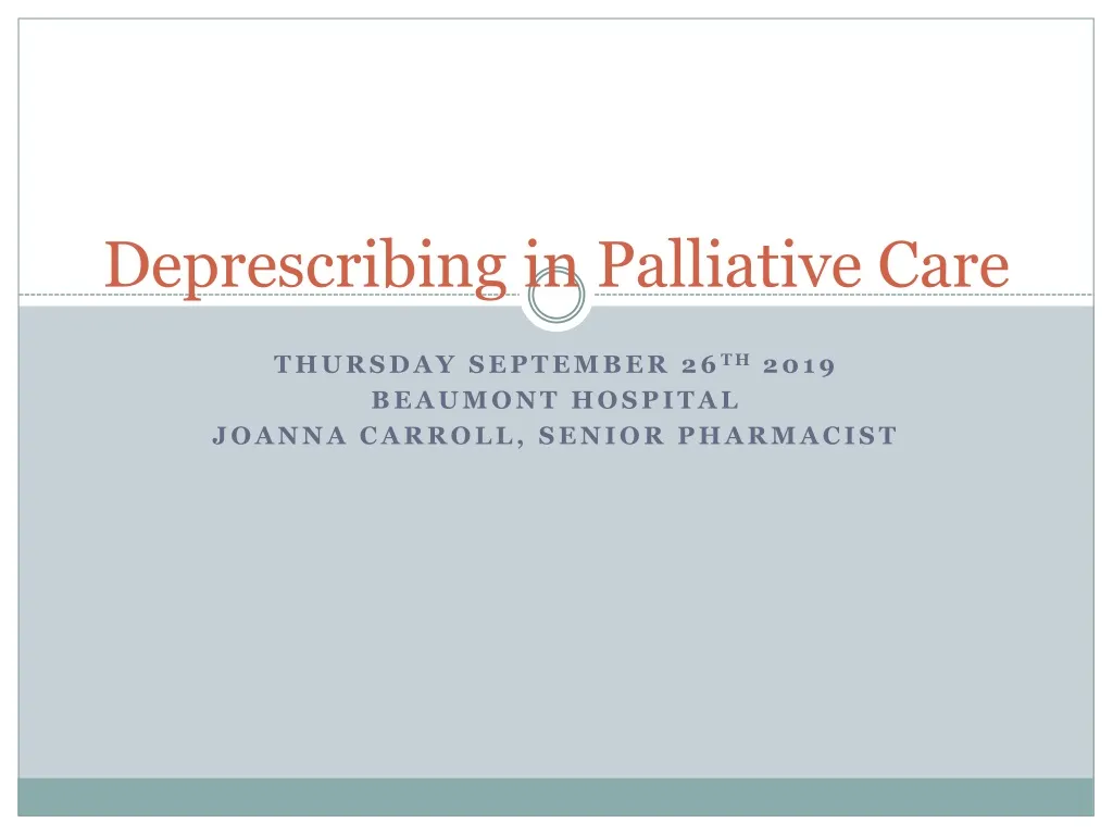 deprescribing in palliative care