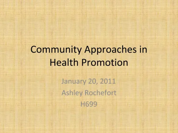 Community Approaches in Health Promotion