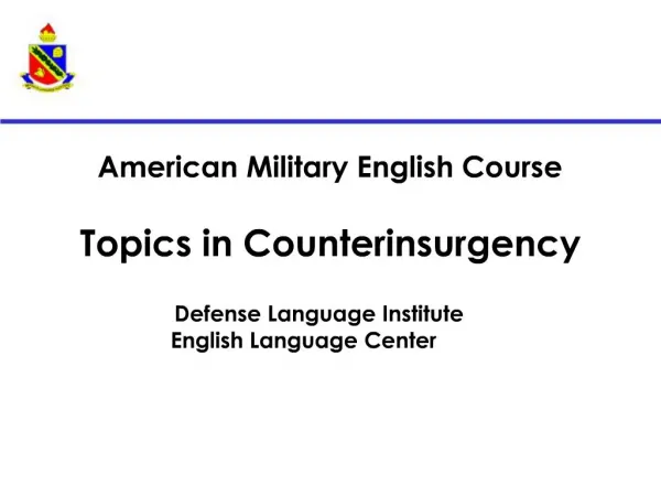 American Military English Course Topics in Counterinsurgency