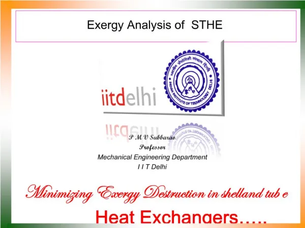 Exergy Analysis of STHE
