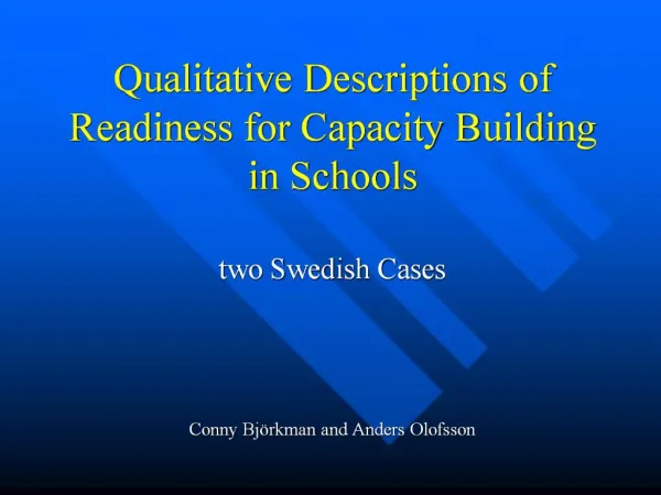 Qualitative Descriptions of Readiness for Capacity Building in Schools